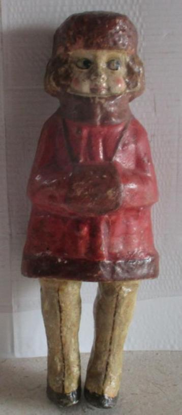 antieke papier mache meisjes pop Kerstmis Christmas beschikbaar voor biedingen
