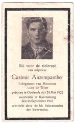 Casimir Anzempamber Oostende Bombardement Ravensburg / D 194, Verzamelen, Bidprentjes en Rouwkaarten, Bidprentje, Ophalen of Verzenden