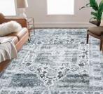 Vintage Vloerkleed 160x230 cm – Oosters Design – Zwart/wit, Ophalen of Verzenden, Minder dan 10 m², Oosters, Tapijt