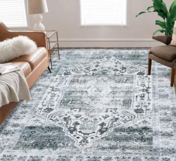 Vintage Vloerkleed 160x230 cm – Oosters Design – Zwart/wit, Huis en Inrichting, Ophalen of Verzenden, Minder dan 10 m², Oosters