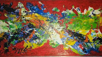 Groot olie werk van Karel Appel  Uniek werk    Gesigneerd  D beschikbaar voor biedingen