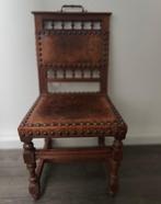 Set van 2 antieke stoelen hout en leder, 19de eeuw, Enlèvement ou Envoi