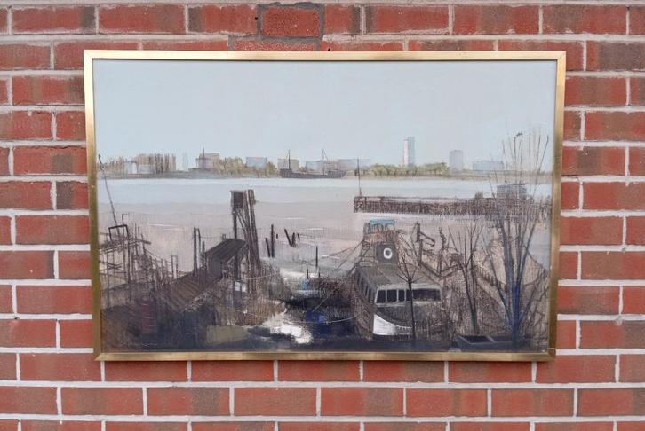 schilderij COUMANS RAYMOND (1922-2001) scheldezicht, Antiek en Kunst, Kunst | Schilderijen | Klassiek, Ophalen of Verzenden