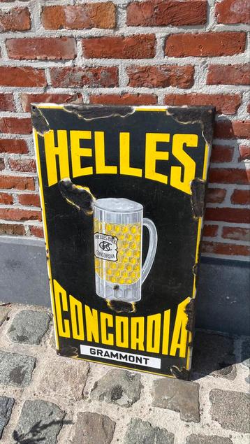 Plaque en émail Helles Concordia. Grammont., Enlèvement ou Envoi, Utilisé, Panneau publicitaire
