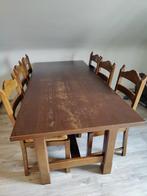 Tafel en 6 stoelen, Huis en Inrichting, Ophalen, Gebruikt, Eikenhout, 50 tot 100 cm