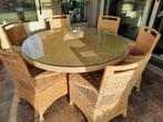 tafel en 6 stoelen in bamboe, Huis en Inrichting, Tafels | Eettafels, Ophalen, Gebruikt