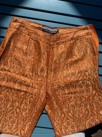 Zijden broek in warm oranje - XS - Nieuw beschikbaar voor biedingen