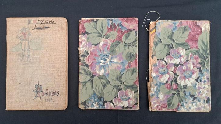 Ensemble de 3 carnets de Poésie de 1917 à 1919 avec dessins, Collections, Illustrations de cahiers de poésies