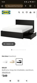 Malm bed 4 schuiven,lattenbodem, matrassen en nachtkastjes, Huis en Inrichting, Ophalen, Gebruikt, Zwart, Tweepersoons