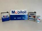 Mobiloil oude olie blikken, Verzamelen, Ophalen of Verzenden, Gebruikt, Reclamebord