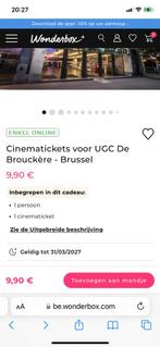2 codes voor 2 cinematickets prijs voor de 2 is 10 eu