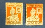 Belgium - 2 x “Timbre Tintin/Kuifje’s Bon - 5 Points/punten”, Collections, Tintin, Utilisé, Envoi