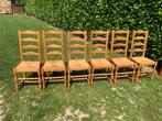 6 chaises avec assise en style osier, légèrement abîmées., Huis en Inrichting, Stoelen, Vijf, Zes of meer stoelen, Riet of Rotan