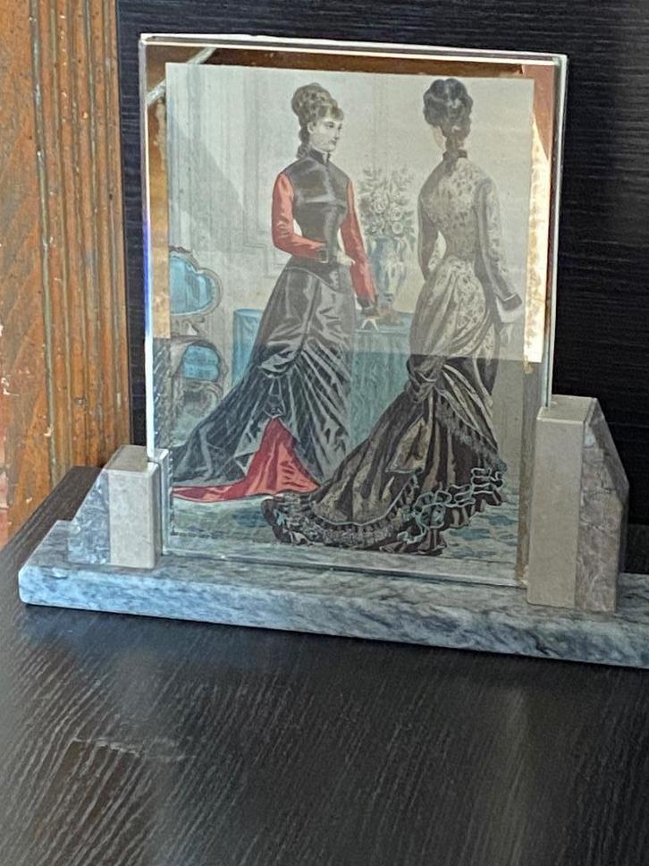 vintage marmeren frame met 2 glazen 18X24, Antiek en Kunst, Antiek | Glaswerk en Kristal, Ophalen of Verzenden