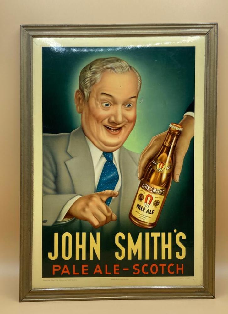 Affiche John Smith's pale ale scotch - 1975 - timbre intact, Collections, Marques de bière, Utilisé, Autres types, Autres marques