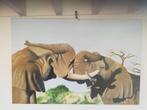 Olieverfschilderij Twee olifanten, Antiek en Kunst, Kunst | Schilderijen | Modern, Ophalen