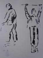 lithographie Henri-Victor Wolvens deux hommes, Enlèvement ou Envoi