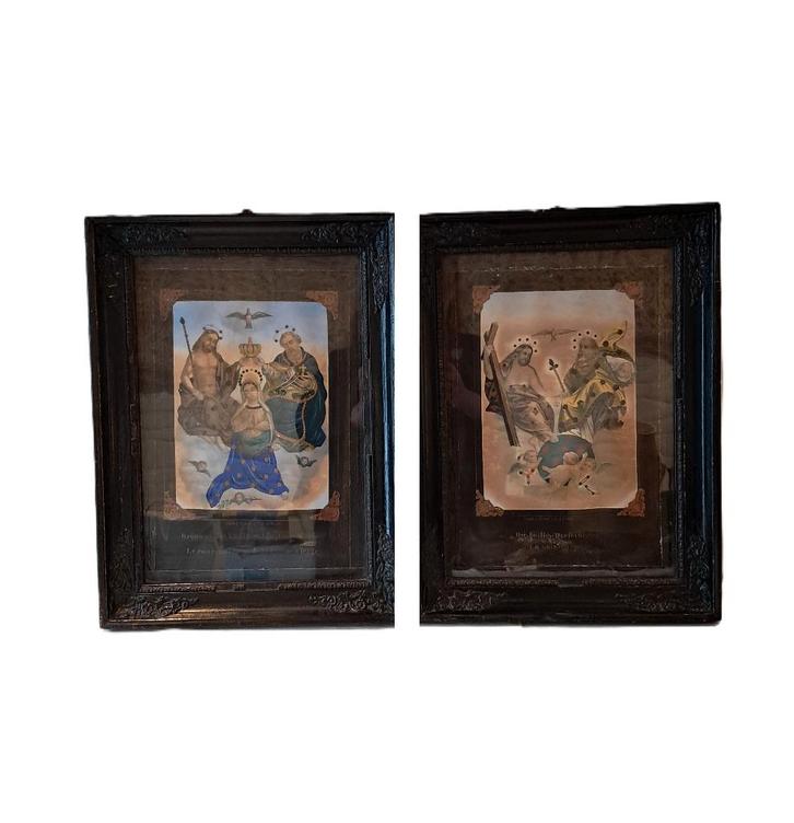 Impressions Religieuses Rehaussées et Cadrés - 19ème S., Antiquités & Art, Art | Peinture | Classique, Enlèvement ou Envoi