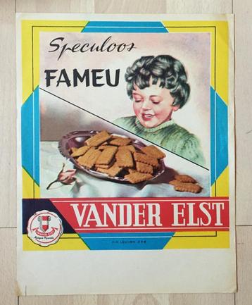 OUD SPECULOOS FAMEU VANDER ELST DOOS OF BLIK ETIKET beschikbaar voor biedingen