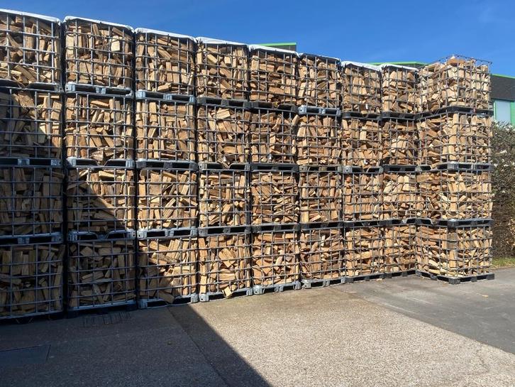 BRANDHOUT  DROOG + GRATIS zak aanmaakhout per bak  (1,2m3), Tuin en Terras, Brandhout, Blokken, Eikenhout, Ophalen of Verzenden