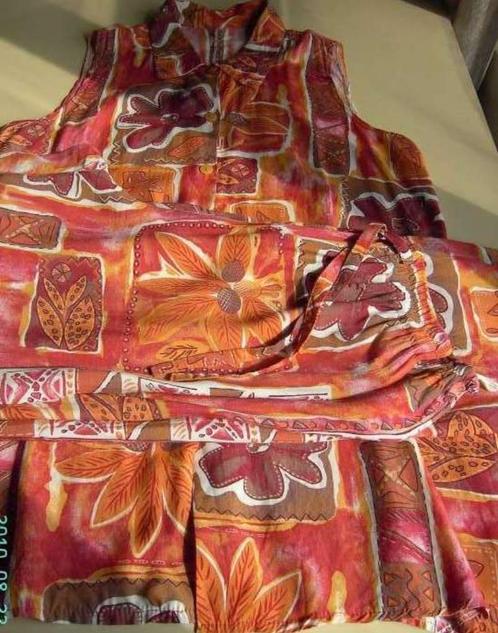 Leuke zomerset ; broek + tuniek - maat 42, Kleding | Dames, Broeken en Pantalons, Zo goed als nieuw, Maat 42/44 (L), Oranje, Lang