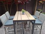 Hoge tafel met barkrukken, Tuin en Terras, Ophalen, Zo goed als nieuw, Aluminium