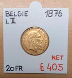 20 FR    1876     LEOPOLD II     BELGIE     € 405, Timbres & Monnaies, Monnaies | Belgique, Or, Enlèvement ou Envoi, Monnaie en vrac