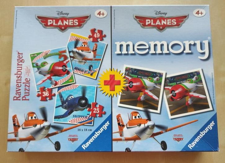 3 puzzels en memory Planes Ravensburger, Kinderen en Baby's, Speelgoed | Kinderpuzzels, Gebruikt, 4 tot 6 jaar, 10 tot 50 stukjes