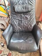 Moderne handmatige zwarte relax fauteuil zetel, Ophalen, Zo goed als nieuw, Leer