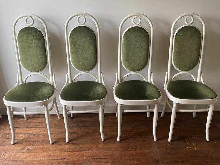 vintage Thonet stoelen, set 4 stuks nr. 207R, 1970's, Maison & Meubles, Chaises, Comme neuf, Quatre, Bois, Tissus, Autres couleurs