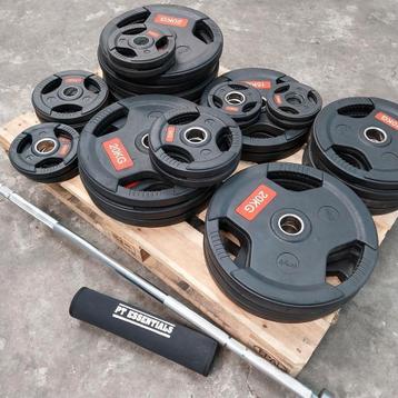 305 kg PT Essentials Olympische Gewichten + PT Olympisch Bar beschikbaar voor biedingen