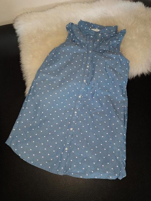 Maat 140 jeanskleedje zonder mouwen met hartjes, Kinderen en Baby's, Kinderkleding | Maat 140, Zo goed als nieuw, Meisje, Jurk of Rok
