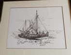 Pentekening vissersboot schilderij van Anne Marie Vermoote, Huis en Inrichting, Ophalen, Schilderij