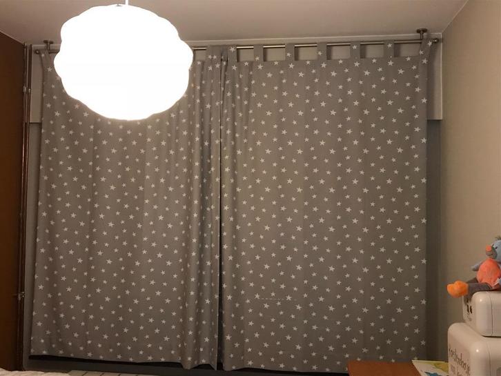 2* GORDIJNEN HEYTENS INCLUSIEF INOX RAILS, Huis en Inrichting, Stoffering | Gordijnen en Lamellen, Zo goed als nieuw, 150 tot 200 cm