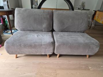 2 PALULA converteerbare corduroy fauteuil - Lichtgrijs beschikbaar voor biedingen