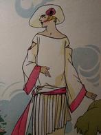 Erte. Jaren 20/30. Elegantie in aquarel. Hoed en jurk., Ophalen of Verzenden
