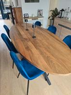 6 chaises salle à manger en tissu bleu, Huis en Inrichting, Stoelen, Ophalen of Verzenden, Zo goed als nieuw, Blauw