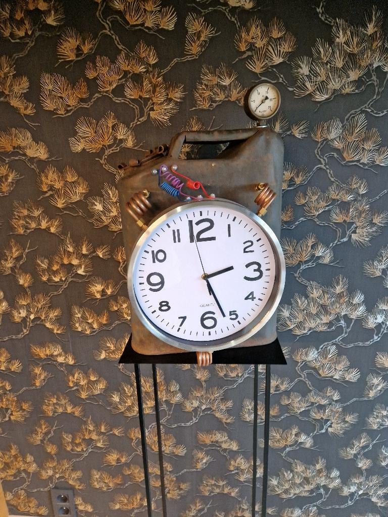 Vintage industriële steampunk klok, Antiquités & Art, Curiosités & Brocante, Enlèvement ou Envoi