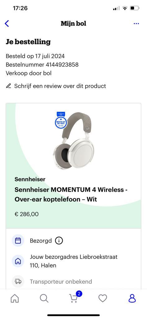 Sennheiser Momentum 4 Wireless headphones, Audio, Tv en Foto, Hoofdtelefoons, Gebruikt, Over oor (circumaural), Sennheiser, Draadloos