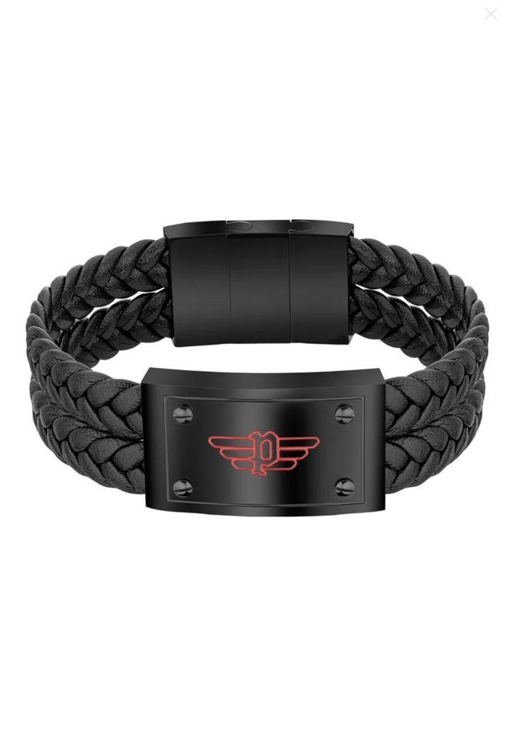 ⭕️ Nieuwe Armband Police ⭕️, Handtassen en Accessoires, Armbanden, Nieuw, Leer, Zwart, Ophalen of Verzenden