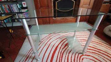Bureau verre trempé / pieds argent  beschikbaar voor biedingen