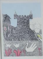 PJEROO ROOBJEE / KASTEEL ZWANEN / KLEURLITHO / 68x55cm KADER, Ophalen of Verzenden