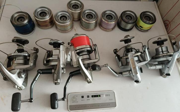 3 x shimano Super Ultegra  + 3 spoelen, Watersport en Boten, Hengelsport | Algemeen, Gebruikt, Molen, Ophalen