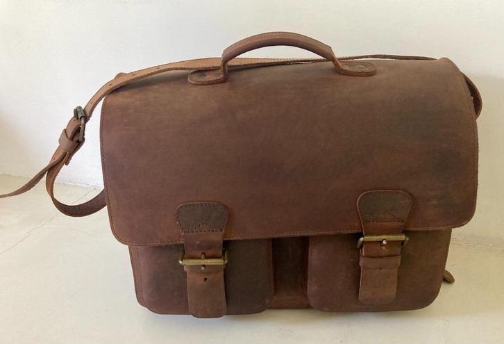 Ruitertas model 2158, Handtassen en Accessoires, Tassen | Schoudertassen, Zo goed als nieuw, Overige merken, Bruin, Leer, Ophalen