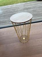 Geel string bijzettafeltje, Huis en Inrichting, Minder dan 55 cm, Gebruikt, Rond, Ophalen