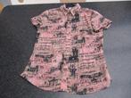 bloesje blouse nieuw , roze met print medium, korte mouw, Kleding | Dames, Blouses en Tunieken, Maat 38/40 (M), Ophalen of Verzenden