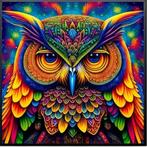 Peinture au diamant Hibou multicolore 20x20cm, Envoi, Neuf, Bricolage