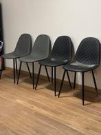 Moderne grijze en zwarte stoelen – set van 4, Huis en Inrichting, Ophalen, Gebruikt, Vier, Metaal