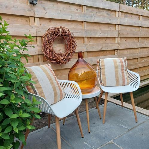 Amberkleurige Dame jeanne, Tuin en Terras, Tuinstoelen, Gebruikt, Ophalen