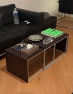 Tables basses design –lot de 2 –bois foncé & structure métal, Enlèvement